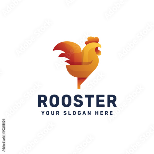 Modern Gradient Rooster Cock Logo Vector Design