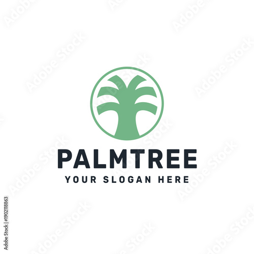 Minimalist Palm Tree Circle Logo Design