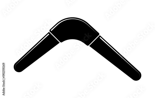 Black and white boomerang icon without background.