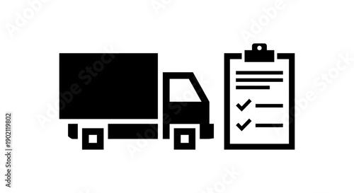 Delivery truck with checklist on clipboard for logistics management
