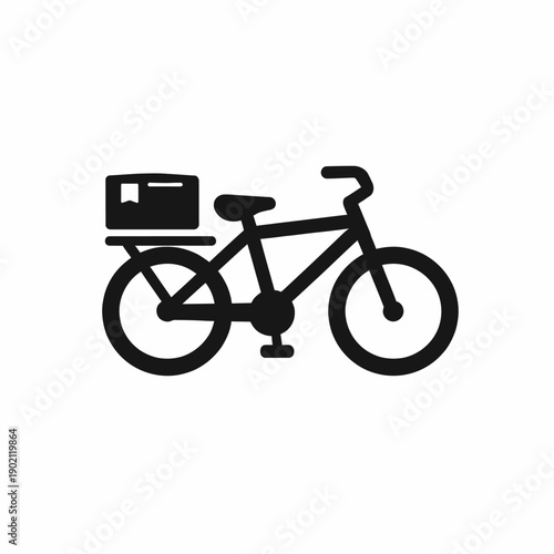 Modern bicycle with delivery box for food or package transport