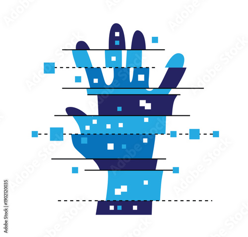 Abstract Hand CGI Effect Sliced Isolated on White. Futuristic graphic design elements and resources vector art