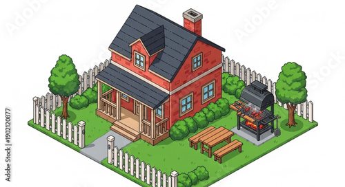 Cozy Red House with Backyard Grill and Picnic Table.