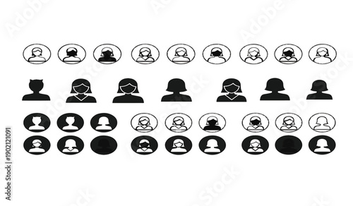 Premium minimalist profile avatar icon set for ui and social media