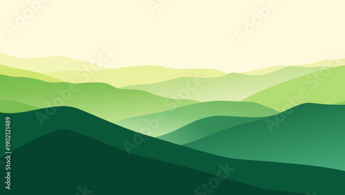 Green Layered Hills Landscape Abstract Nature Background