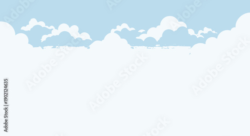 A serene and minimalist illustration of a bright blue sky filled with fluffy white clouds, evoking a sense of peace and openness.