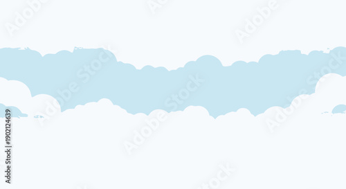 A serene, wide-angle view of a clear blue sky filled with fluffy white clouds, creating a peaceful and airy atmosphere.