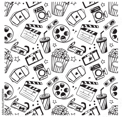 Cinema Movie Vector, Entertainment Icons Clipart Graphics, Film Industry Design, Movie Theater Set, Hollywood Elements Pack, Video Production Collection, Film Reel Bundle

