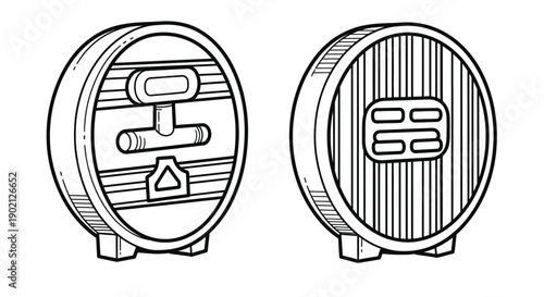 Stylized Cultural Symbols and Divination Tools A Set of Traditional Asian Art Icons for Fortune and Enlightenment