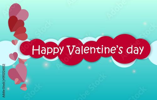 A paper card featuring a heart, sky, and clouds, with illustrations conveying love.