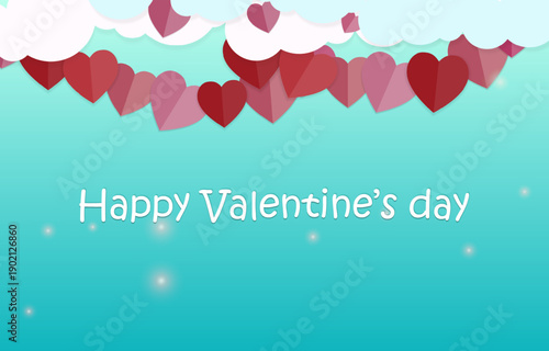 A paper card featuring a heart, sky, and clouds, with illustrations conveying love.