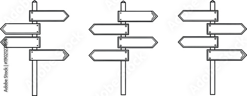 Signpost with multiple direction arrows indicating choices and different paths for decision making and guidance