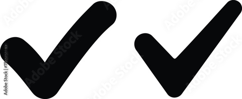 Versatile Black Check Mark Icons Set for Approval, Correctness, and Task Completion Symbols