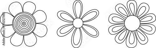 Decorative Line Art Flowers Simple Outline Floral Elements for Creative Design Projects and Botanical Illustrations