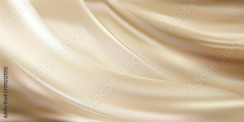 Elegant beige gradient with pearl-like waves creating a luxurious abstract background with soft satin texture and warm cream tones perfect for beauty designs. Vector illustration.