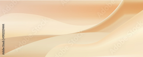 Elegant beige silk texture with flowing waves creates a luxurious abstract background perfect for beauty and design projects with soft cream gradients. Vector illustration.