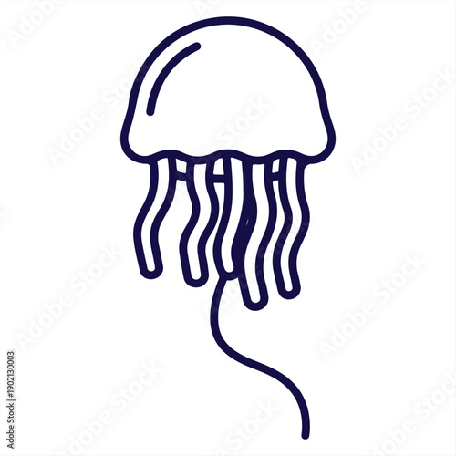 A simple line drawing of a jellyfish on a white background