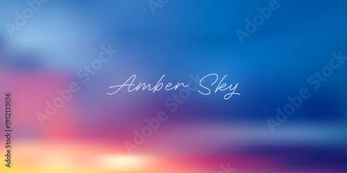 Soft pastel sky with pink clouds and blue gradient transitions, creating a dreamy sunset atmosphere ideal for abstract backgrounds and fairytale illustrations. Vector illustration.