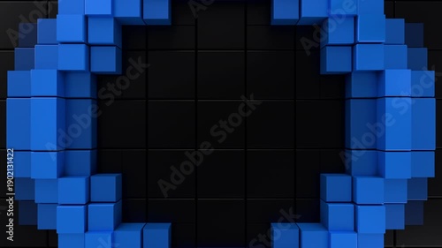 Blue Abstract Split Ring Futuristic Seamless 3D Loop Animation. 3D rendering