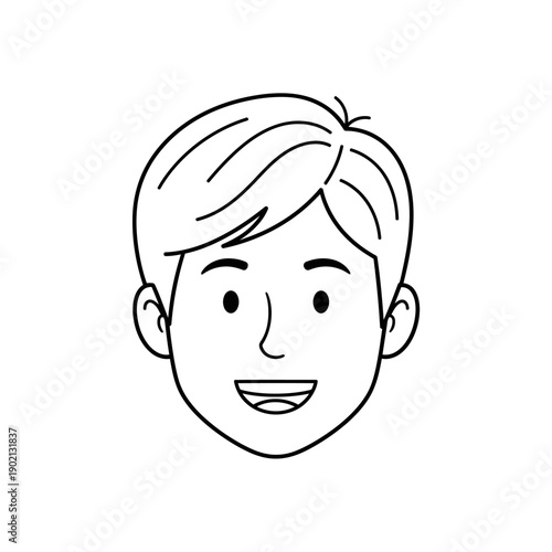Simple Cartoon Male Face Illustration.