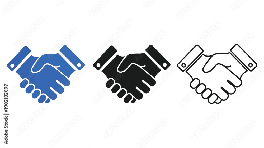 Obraz premium Handshake icons in various colors and styles for business and partnership graphics