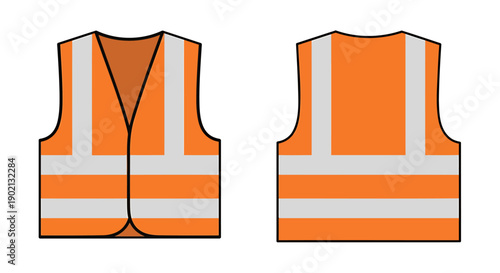 High visibility orange safety vest industrial workwear vector illustration