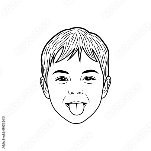 Smiling Young Boy with Tongue Out Portrait.