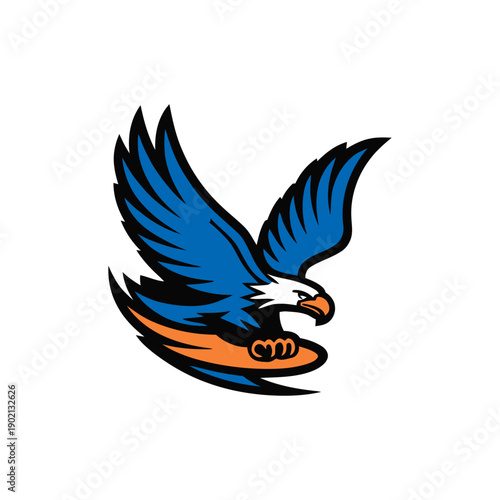 Bald eagle surfing mascot logo design