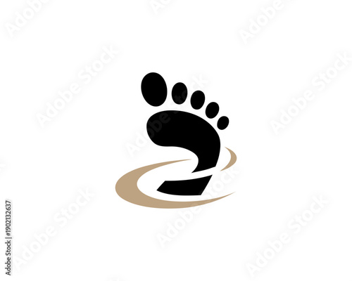 Human footprint logo with brown swoosh