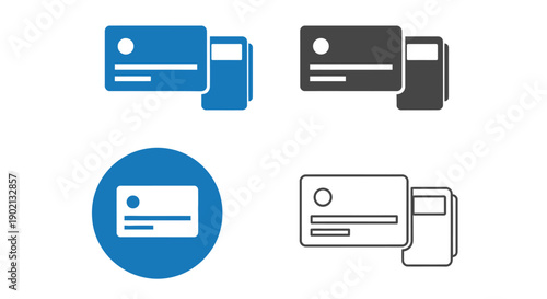 Collection of various credit card icons in different colors and styles for digital use