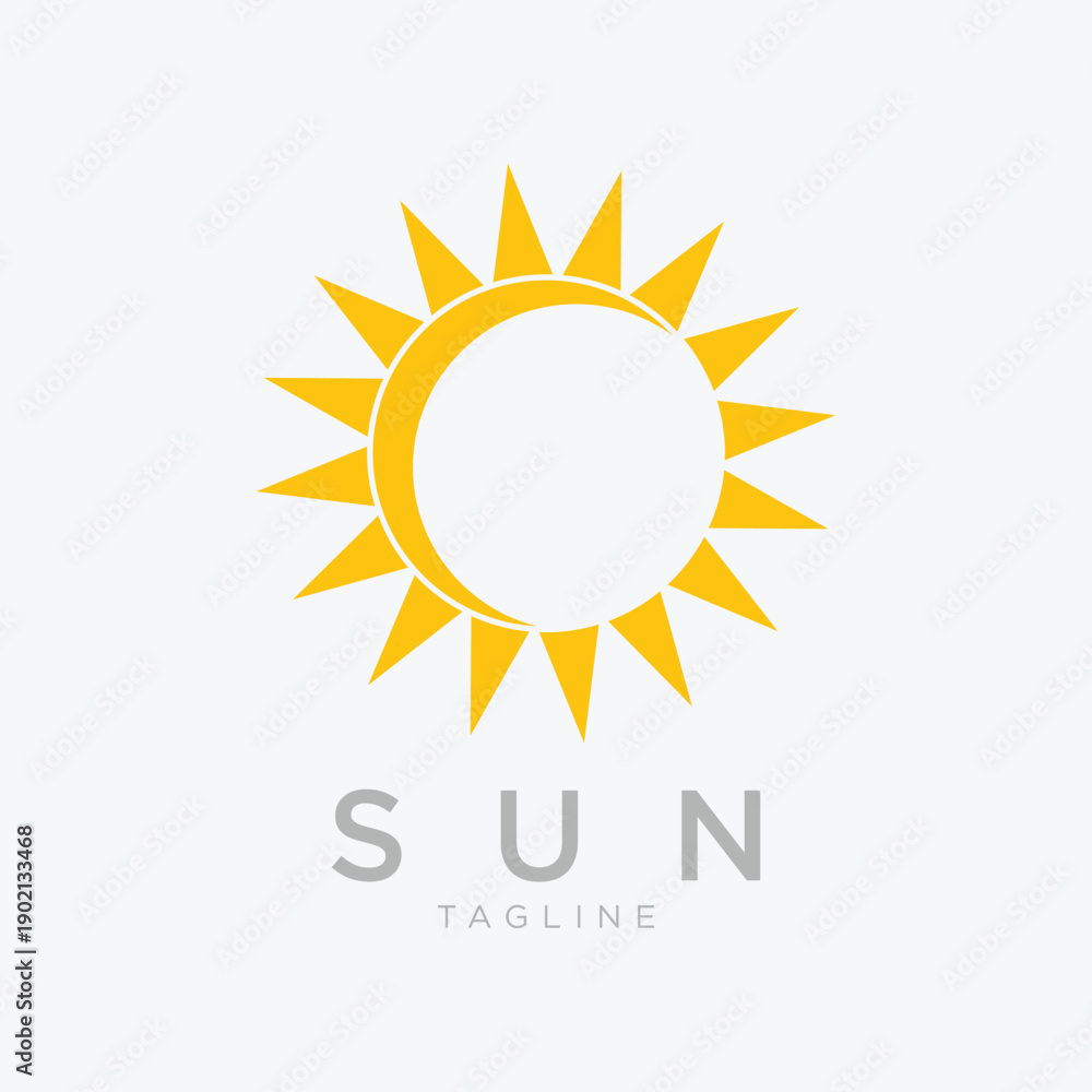 Fototapeta premium Sun logo with yellow rays