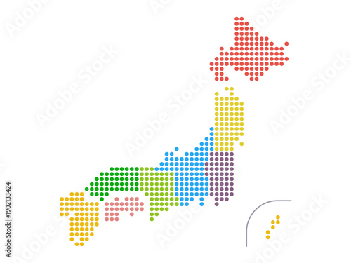 Naklejka 日本地図（都道府県）ドット
