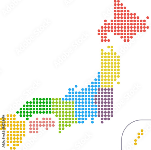 Naklejka 日本地図（都道府県）ドット