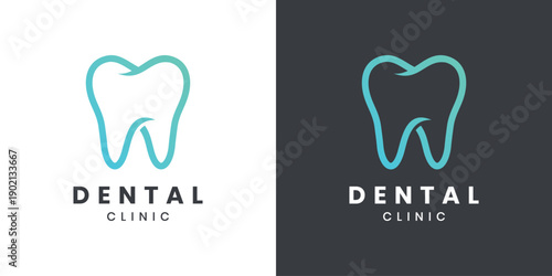 Dental clinic logo with tooth line icon