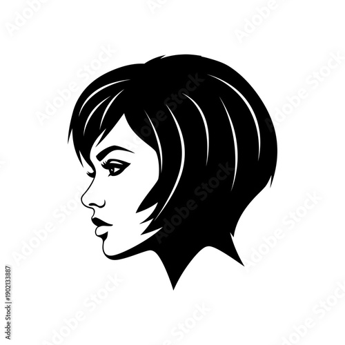 Woman with Short Hair Profile Illustration.