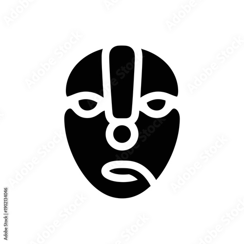 Black African Tribal Mask Design Illustration.