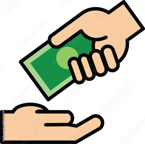 Handing over cash during Ramadhan charity event illustration