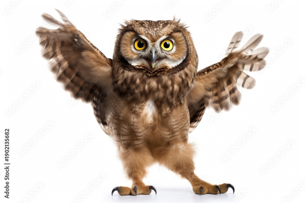 Obraz premium Happy smiling dancing owl animal bird beak.