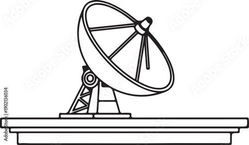 A satellite dish mounted on a sturdy base, ready for signal reception.