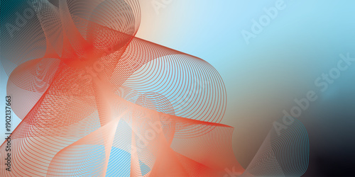 Abstract azure red and black gradient background with soft noise effect