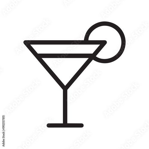 Hotel, holiday, weekend concept. Vector signs drawn in flat style. Perfect for web sites, stores, shops, books. Editable stroke. Line icon of slice of citrus on cocktail glass