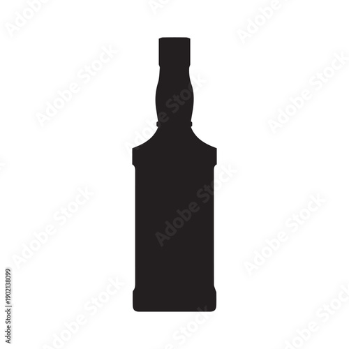 Whisky bottle icon. (Whisky bottle vector silhouette)

