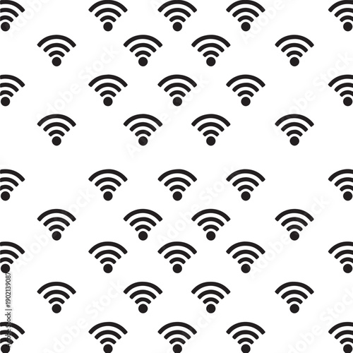 Abstract pattern of interconnected wifi symbols creating a modern digital art design