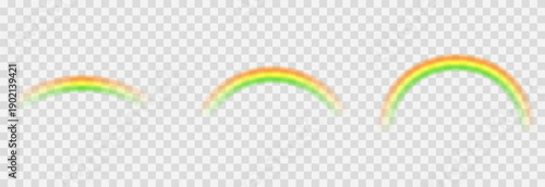 Vector rainbows with different curves for St. Patrick's Day. Rainbow PNG. Rainbow with orange, yellow, and green colors.
