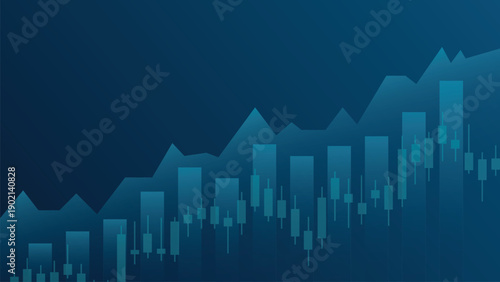 Futuristic Data Visualization Blue Background with Arrow, Financial Graphs, Business Growth Trends, Analytics Dashboard and Market Performance
