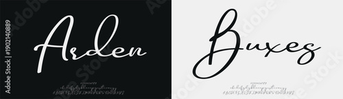 Arden Buxes, Script beauty luxury font alphabet logo. Typography beautiful fashion elegant classic letters serif italic fonts decorative wedding vintage blossom logos. vector illustration
