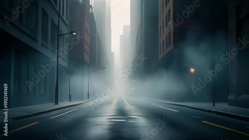 Wallpaper Mural Empty urban street with subtle fog rolling through background Torontodigital.ca