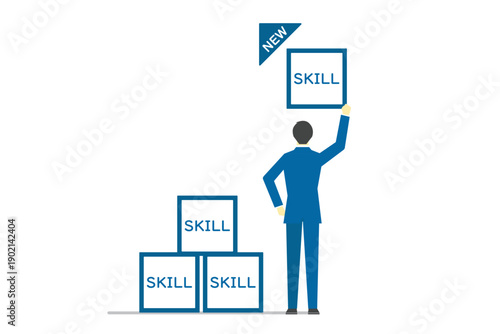 新しいスキルを得た後ろ姿のビジネスマン