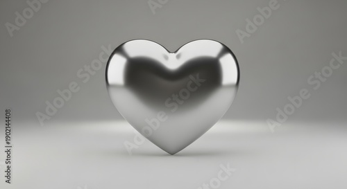 Wallpaper Mural Shiny metallic heart shape on a plain background silver reflective Torontodigital.ca