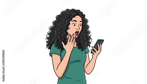 Shocked young Asian woman holding a smartphone with a surprised expression on her face.